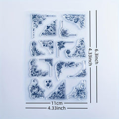 Square Flower Border Cartoon Stamp for DIY Scrapbook Album