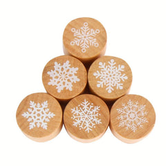 6pcs Snowflake Floral Wooden Rubber Stamps For Card Making & Crafts