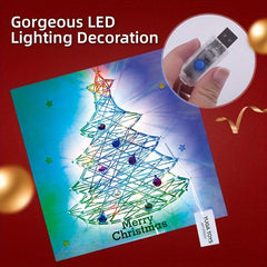 DIY Wire Drawing Filling Weaving Nail Wrapping Christmas Tree LED Lights