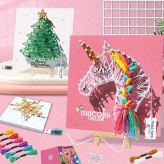 DIY Wire Drawing Filling Weaving Nail Wrapping Christmas Tree LED Lights
