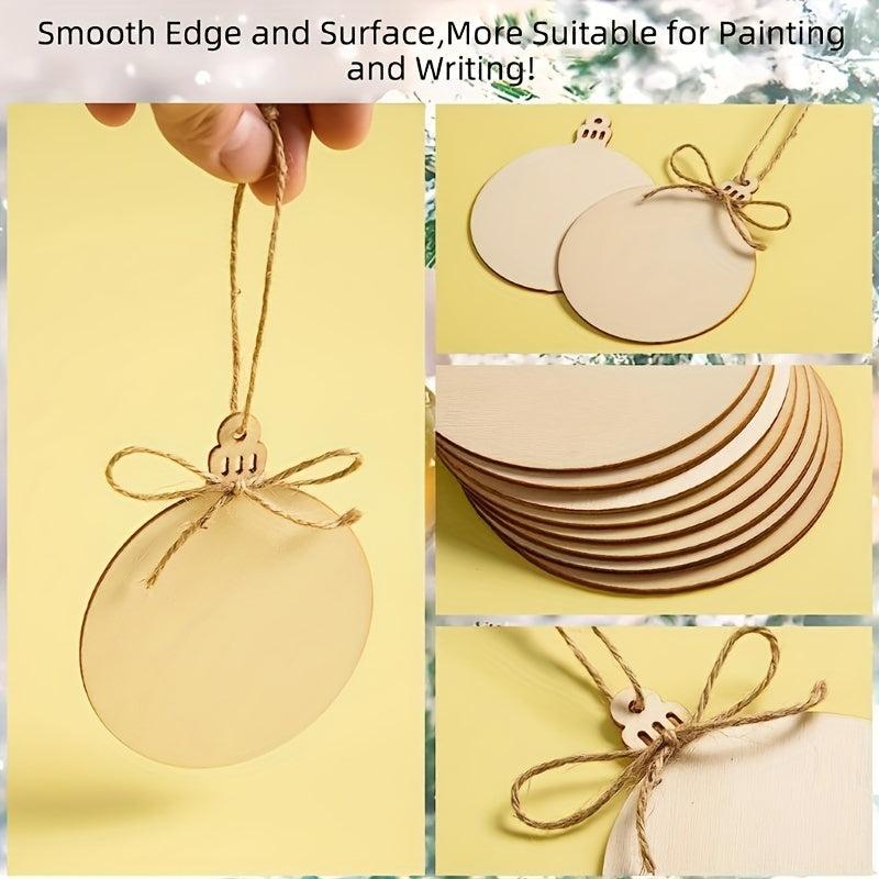 20pcs Unfinished Wooden Circles Blank Wooden Boards DIY Ornaments