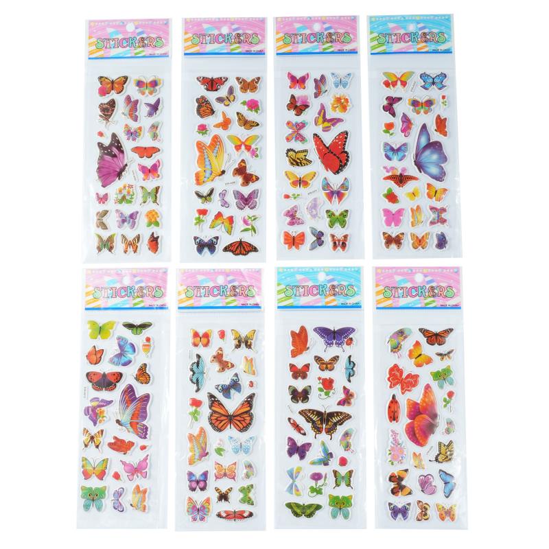 8 Sheets 3D Mermaid Unicorn Butterfly Stickers