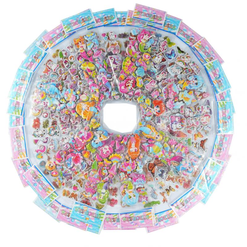 8 Sheets 3D Mermaid Unicorn Butterfly Stickers