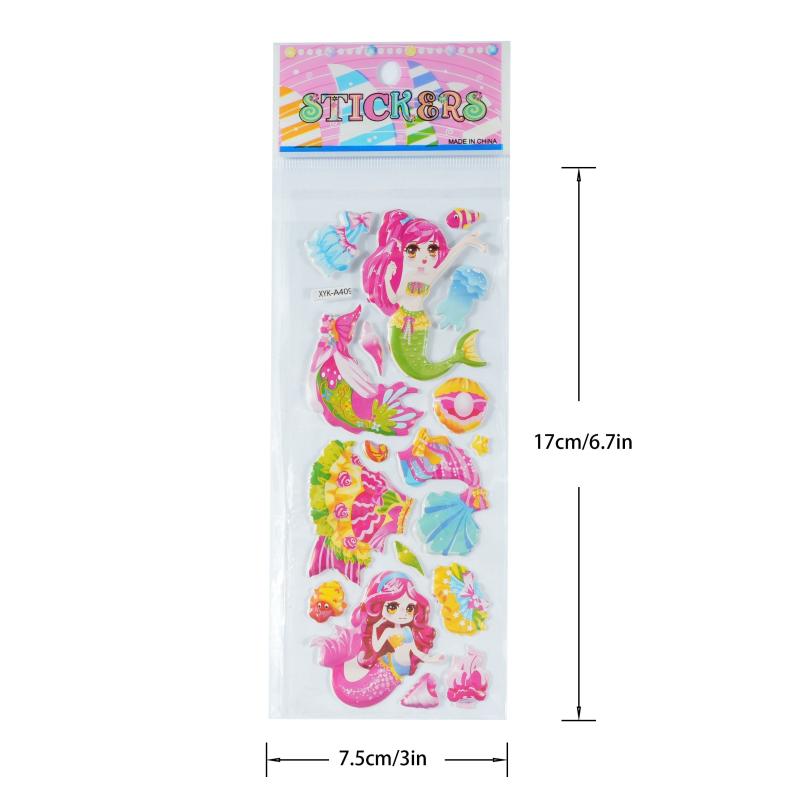 8 Sheets 3D Mermaid Unicorn Butterfly Stickers