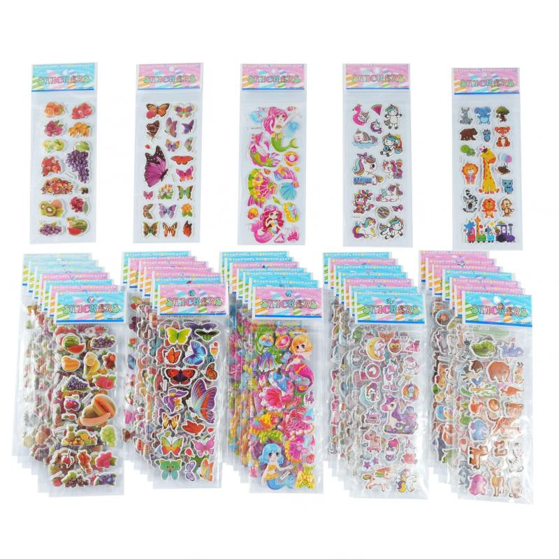 8 Sheets 3D Mermaid Unicorn Butterfly Stickers