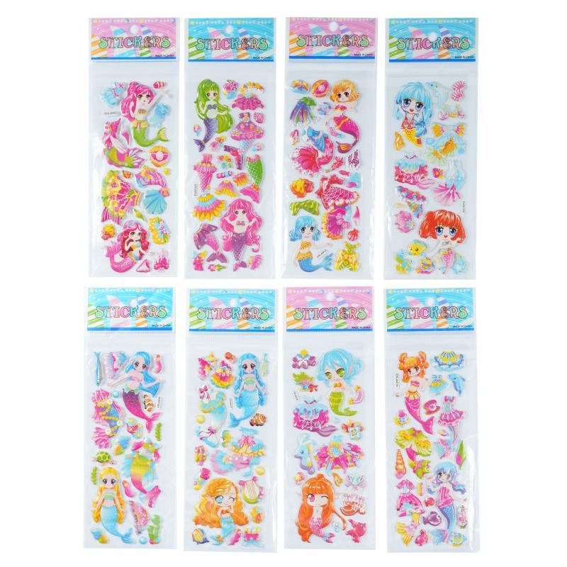 8 Sheets 3D Mermaid Unicorn Butterfly Stickers