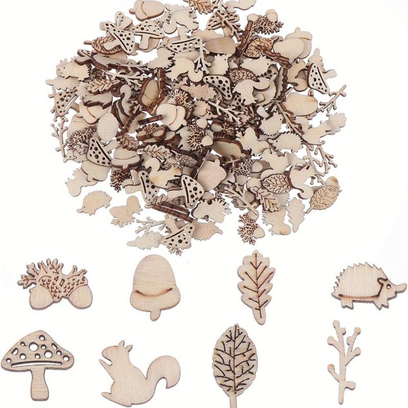50pcs Wooden Mushroom Squirrel Paper Cuttings DIY Craft Home Decoration