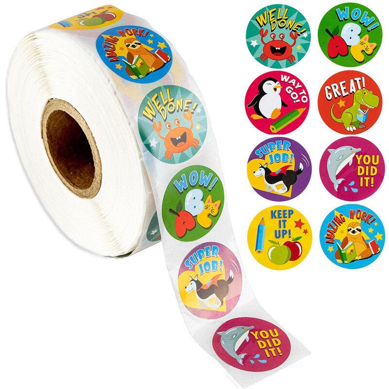 500pcs Kids Cartoon Stickers - Animal Expressions Educational DIY Reward