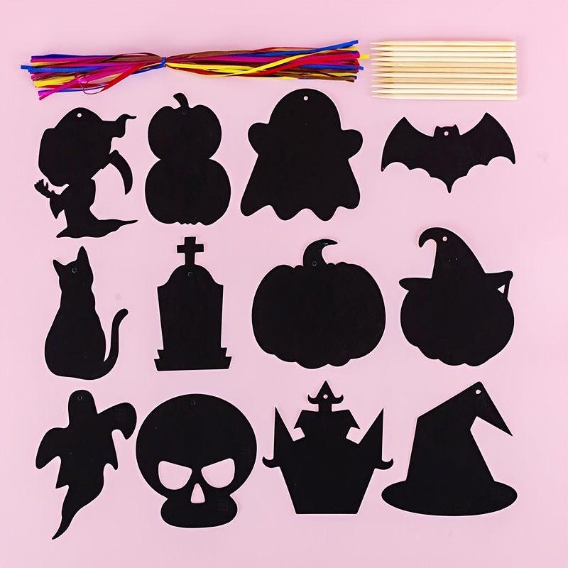 12 Styles Halloween DIY Scraping Painting Paper Art Creative Unique Accessories