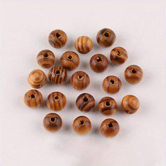 100pcs Pine Wood Loose Beads 6-14mm Round Wood Beads for DIY Jewelry