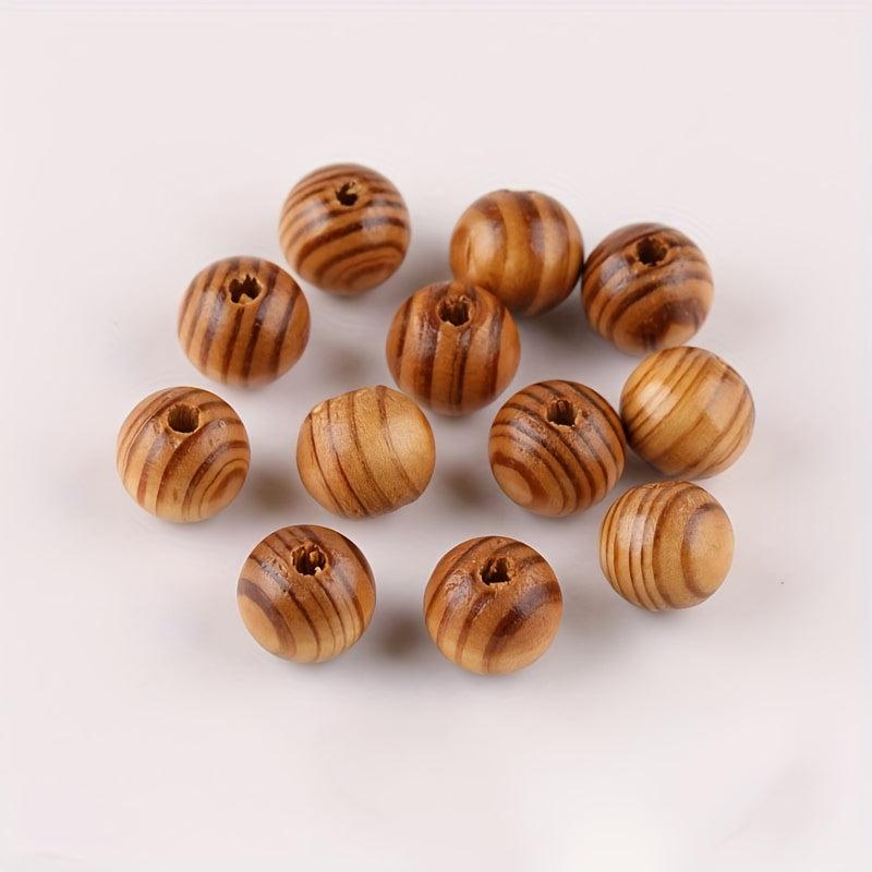 100pcs Pine Wood Loose Beads 6-14mm Round Wood Beads for DIY Jewelry