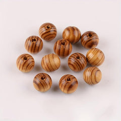 100pcs Pine Wood Loose Beads 6-14mm Round Wood Beads for DIY Jewelry