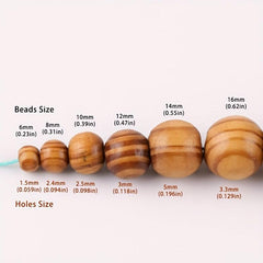 100pcs Pine Wood Loose Beads 6-14mm Round Wood Beads for DIY Jewelry