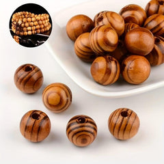 100pcs Pine Wood Loose Beads 6-14mm Round Wood Beads for DIY Jewelry