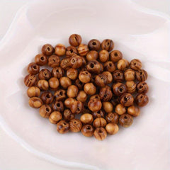 100pcs Pine Wood Loose Beads 6-14mm Round Wood Beads for DIY Jewelry
