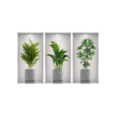 3pcs Green Plant Potted Wall Sticker Home Decoration Bedroom Living Room