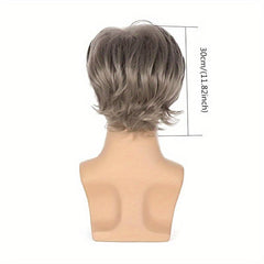 Short Gray Curly Wig Gradient Fiber Wig Cosplay Costume Props