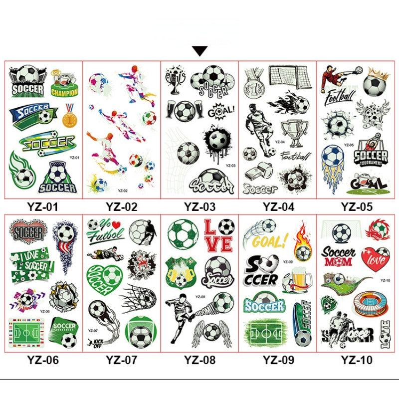 10pcs Glow Football Tattoo Stickers - Waterproof Temporary Face Stickers