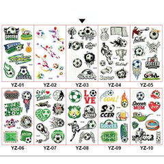 10pcs Glow Football Tattoo Stickers - Waterproof Temporary Face Stickers
