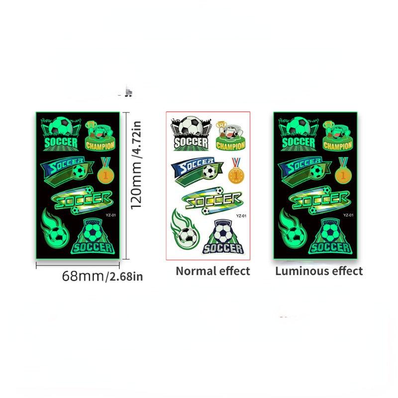 10pcs Glow Football Tattoo Stickers - Waterproof Temporary Face Stickers