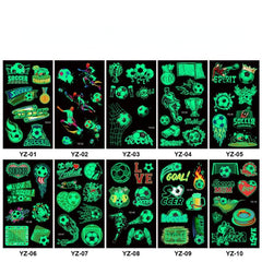 10pcs Glow Football Tattoo Stickers - Waterproof Temporary Face Stickers