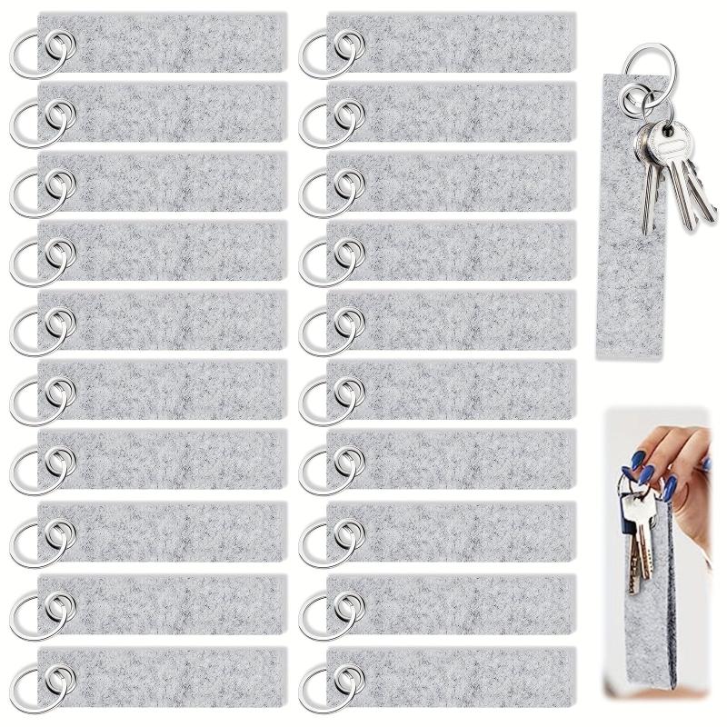 Felt Keychain 20pcs Keychain With Stainless Steel Ring DIY Felt Keychain
