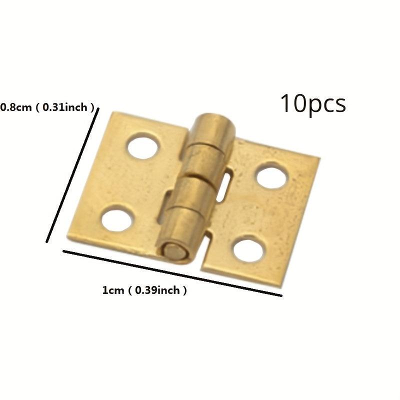 10pcs Mini Hinges Brass Plated for Jewelry Box Dollhouse Furniture