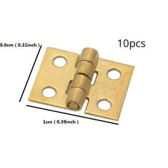 10pcs Mini Hinges Brass Plated for Jewelry Box Dollhouse Furniture