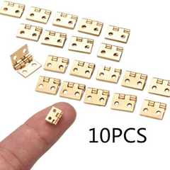 10pcs Mini Hinges Brass Plated for Jewelry Box Dollhouse Furniture