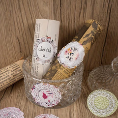 46pcs Romantic Lace Text Sealing Stickers DIY Journal Scrapbook Stationery