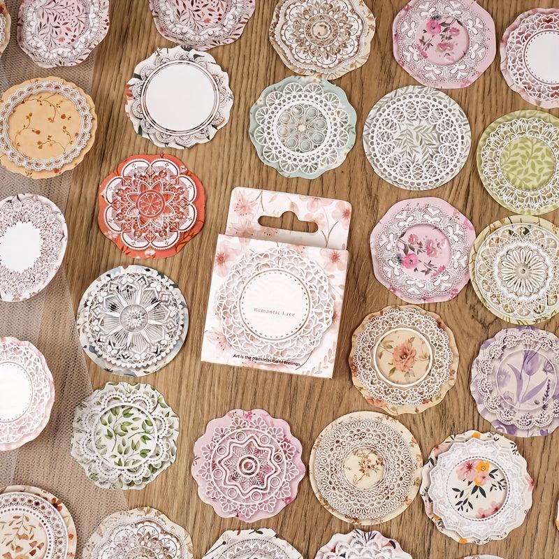 46pcs Romantic Lace Text Sealing Stickers DIY Journal Scrapbook Stationery
