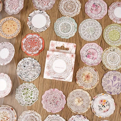 46pcs Romantic Lace Text Sealing Stickers DIY Journal Scrapbook Stationery