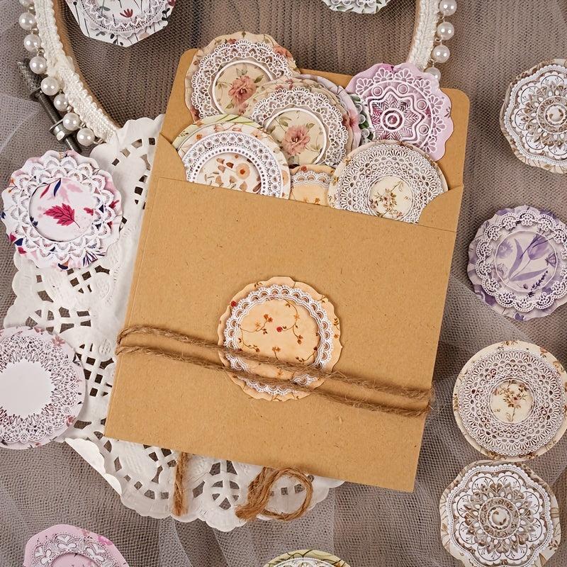 46pcs Romantic Lace Text Sealing Stickers DIY Journal Scrapbook Stationery