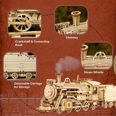 3D Wooden Puzzle Train Model Kit - Unique Gift for Adults