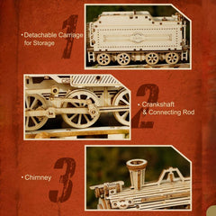 3D Wooden Puzzle Train Model Kit - Unique Gift for Adults