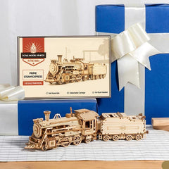 3D Wooden Puzzle Train Model Kit - Unique Gift for Adults