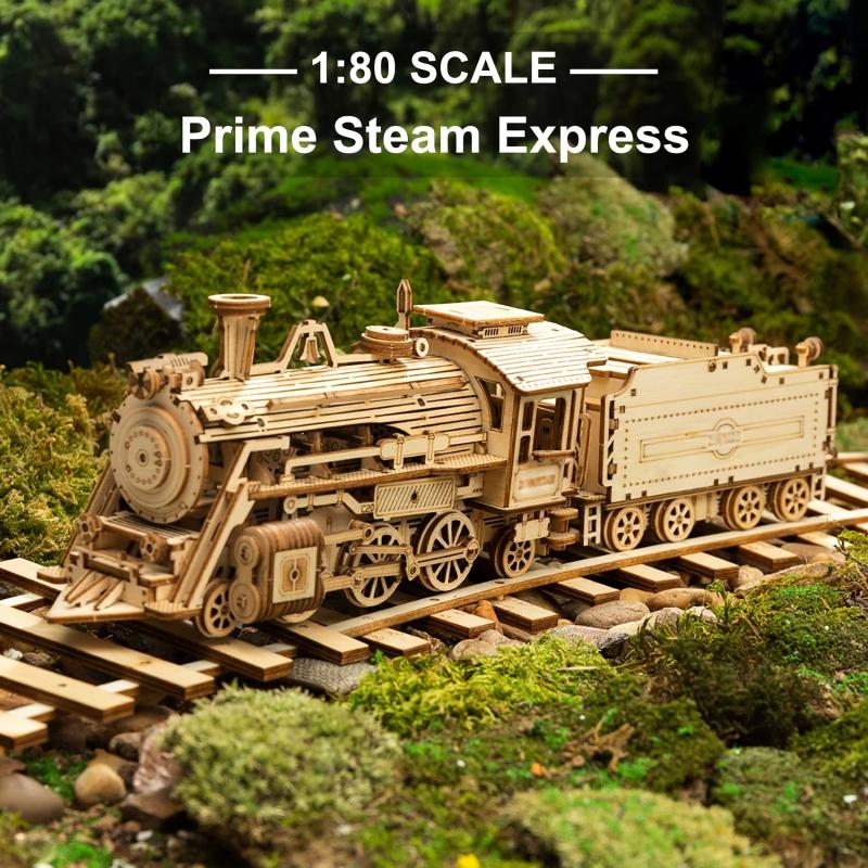 3D Wooden Puzzle Train Model Kit - Unique Gift for Adults