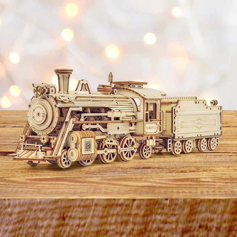 3D Wooden Puzzle Train Model Kit - Unique Gift for Adults