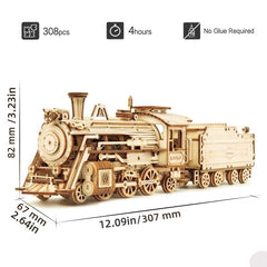 3D Wooden Puzzle Train Model Kit - Unique Gift for Adults