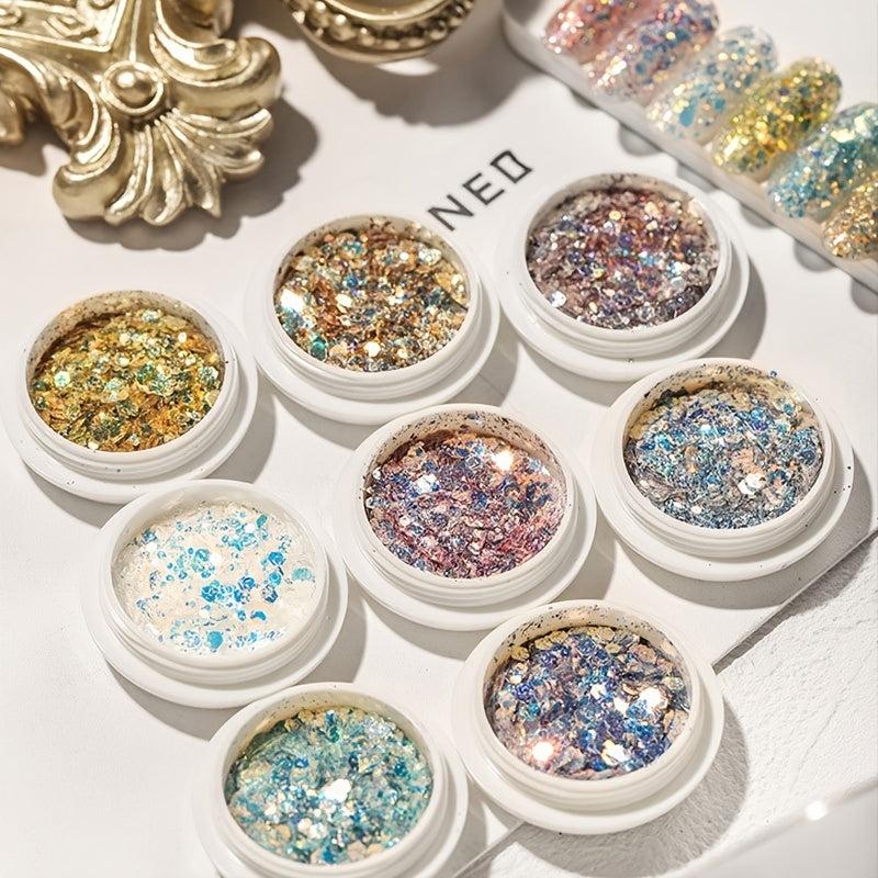 Chunky & Fine Glitter Mix Iridescent Flakes Cosmetic Nail Art