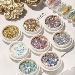 Chunky & Fine Glitter Mix Iridescent Flakes Cosmetic Nail Art