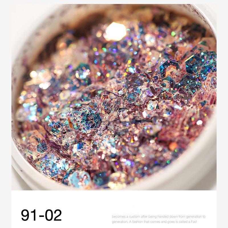 Chunky & Fine Glitter Mix Iridescent Flakes Cosmetic Nail Art
