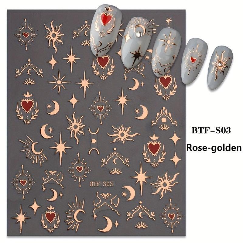 Halloween 3D Nail Stickers Bronzing Sun Moon Star Christmas Gift