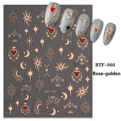 Halloween 3D Nail Stickers Bronzing Sun Moon Star Christmas Gift