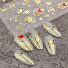 Halloween 3D Nail Stickers Bronzing Sun Moon Star Christmas Gift