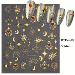 Halloween 3D Nail Stickers Bronzing Sun Moon Star Christmas Gift