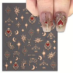 Halloween 3D Nail Stickers Bronzing Sun Moon Star Christmas Gift