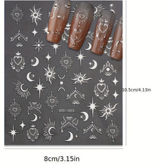 Halloween 3D Nail Stickers Bronzing Sun Moon Star Christmas Gift