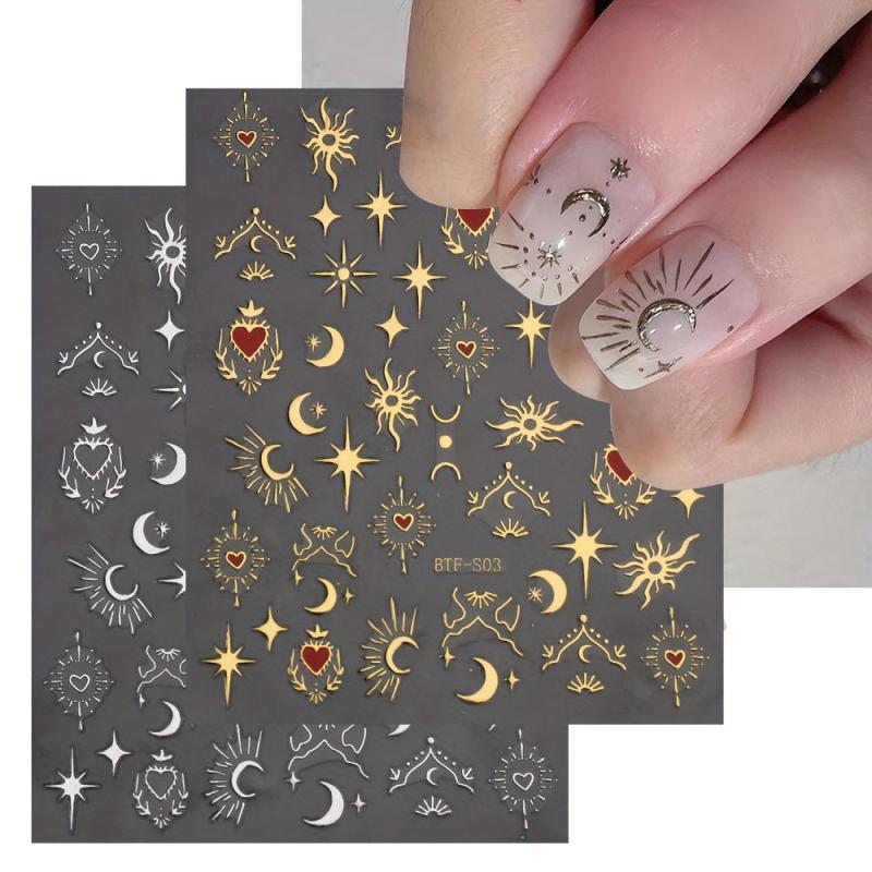 Halloween 3D Nail Stickers Bronzing Sun Moon Star Christmas Gift