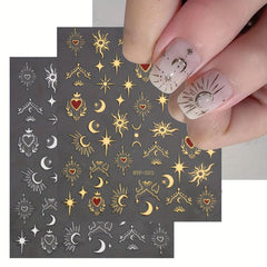 Halloween 3D Nail Stickers Bronzing Sun Moon Star Christmas Gift
